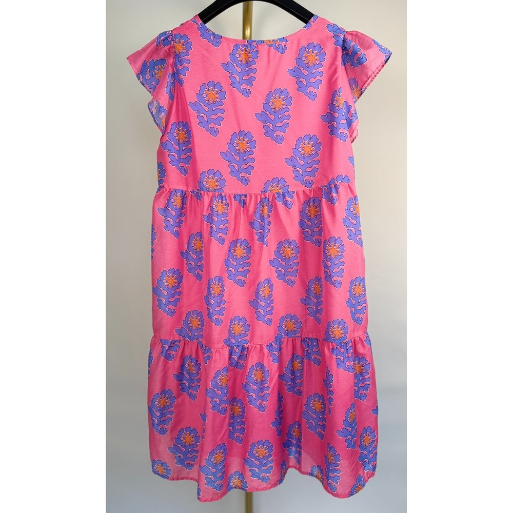 J Marie Piper‎ Ruffle Dress Pink Floral Tiered Mini Size Small Boho Summer - Picture 2 of 16